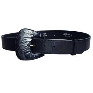 Vintage Abaco France leather belt artisan buckle ladies size S waist 29”-33”